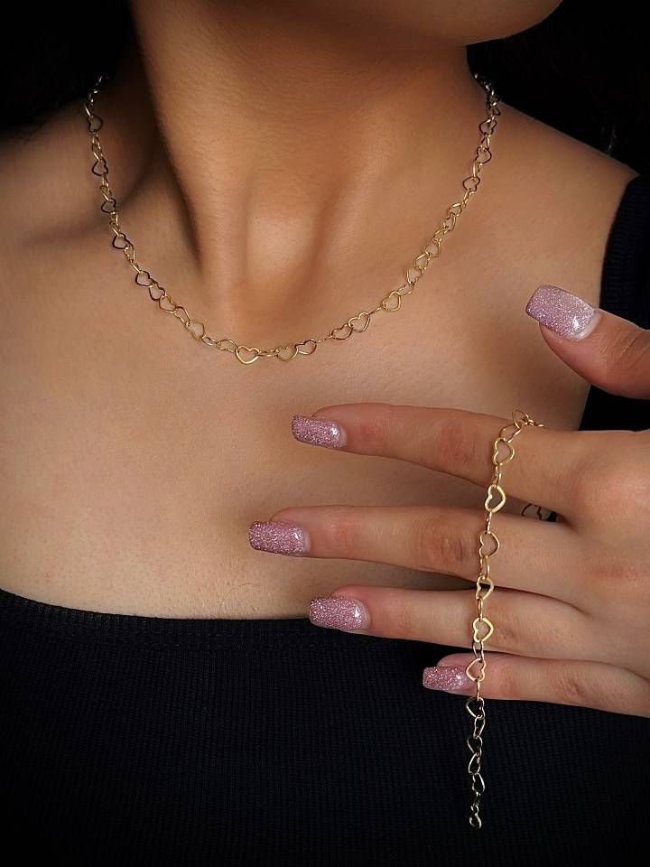 ست گردنبند و دستبند قلبی Masi Gold