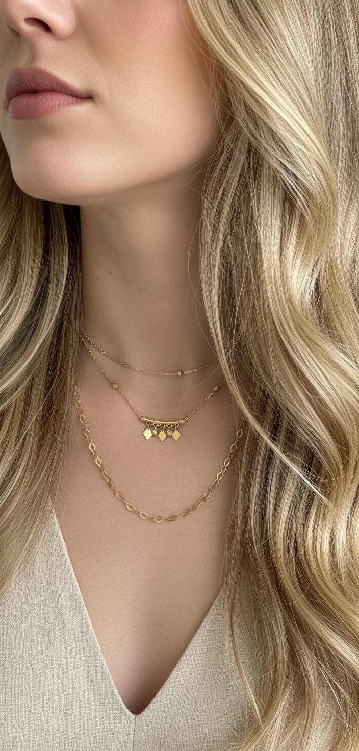 گردنبند شرابه‌ای مینیمال Masi Gold